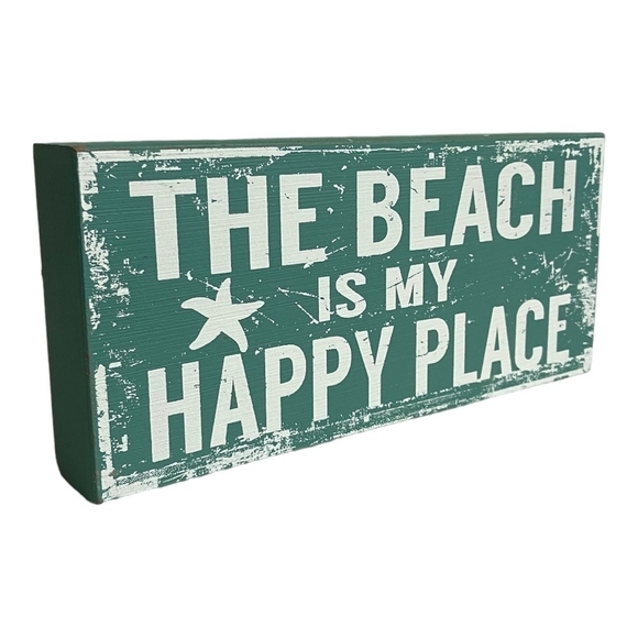 The Beach is My Happy Place Wall Decor Coastal Living Sign Wood Frame Plaque - Picture 2 of 3
